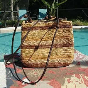 Boho chic wheat straw hand bag
